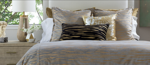Zara Light Grey Matte Velvet with Gold Print Bedding