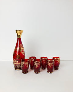 Vintage Thai Dancer Glass Set (Set of 6 glasses + 1 Decanter)
